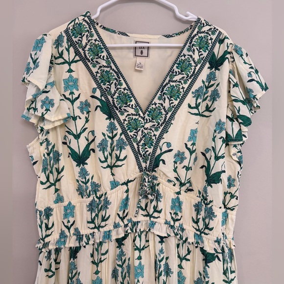 LEA Flutter sleeve floral v-neck maxi dress 3X - Picture 2 of 9